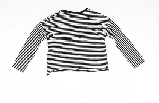 NEXT Girls White Striped  Pullover Sweatshirt Size 7-8 Years