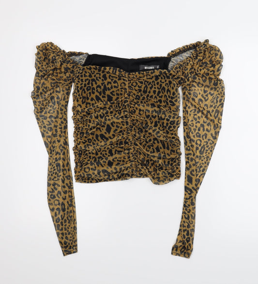 Misguided Womens Multicoloured Animal Print  Basic Blouse Size 6