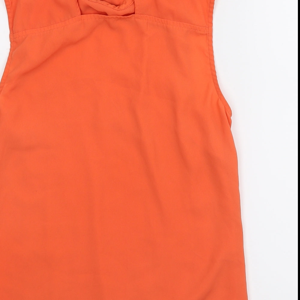 TU  Womens Orange Floral  Basic Blouse Size 10