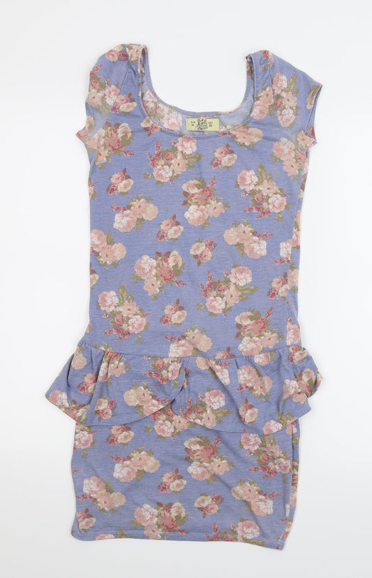 Pull and Bear Womens Blue Floral  A-Line  Size M