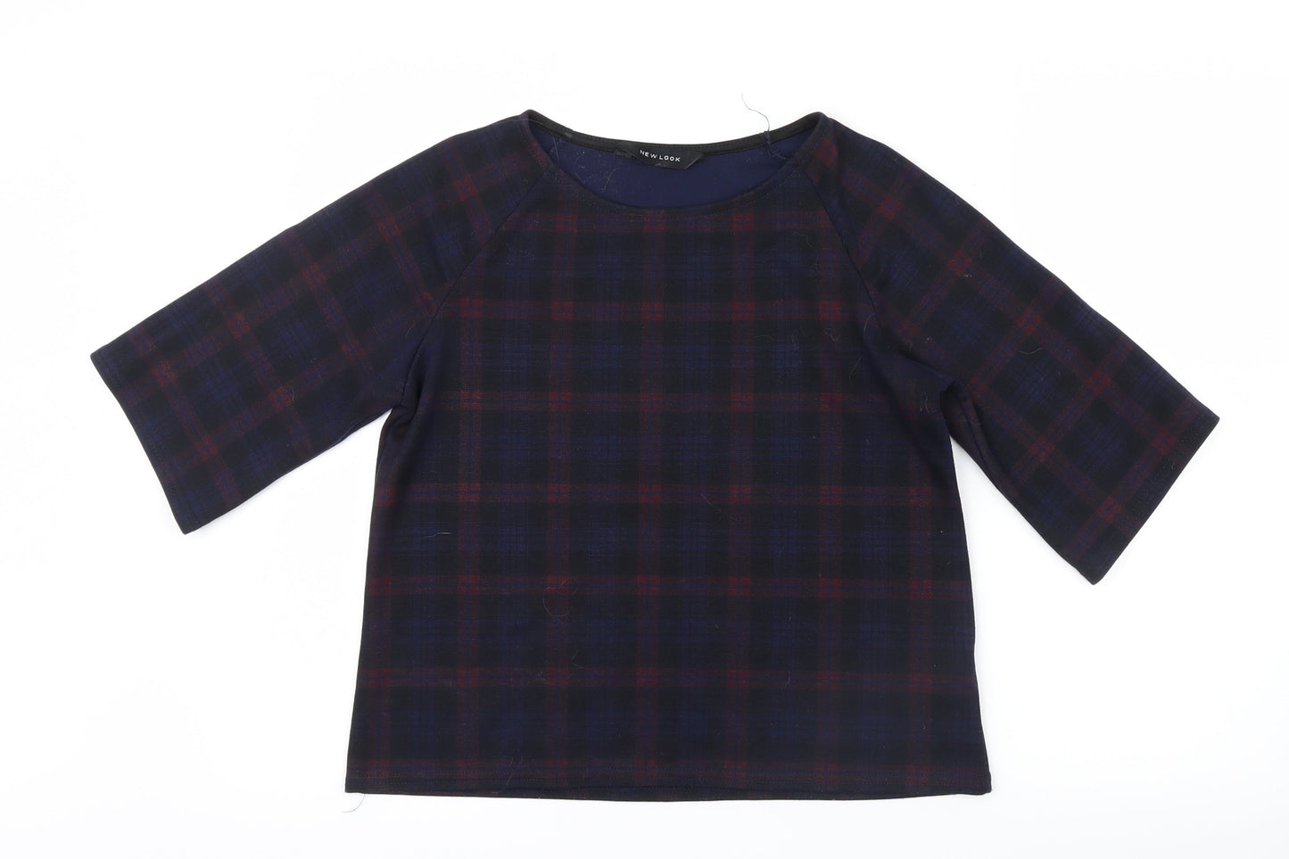 New Look Womens Blue Check  Basic T-Shirt Size 10