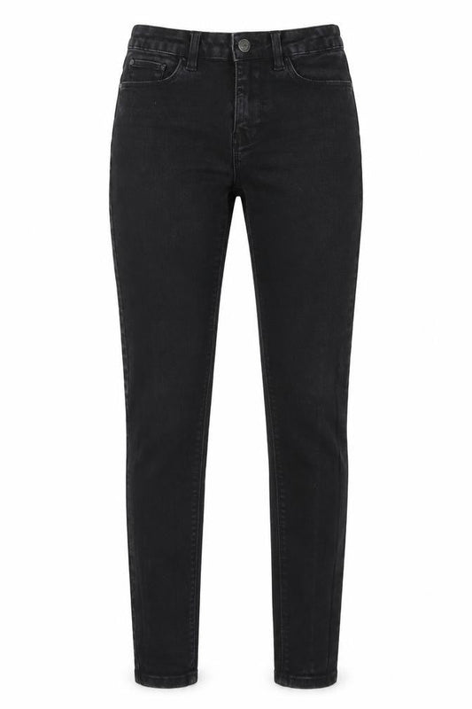 Front view of Denim Co. women’s black denim straight jeans, size UK 8, 28-inch leg
