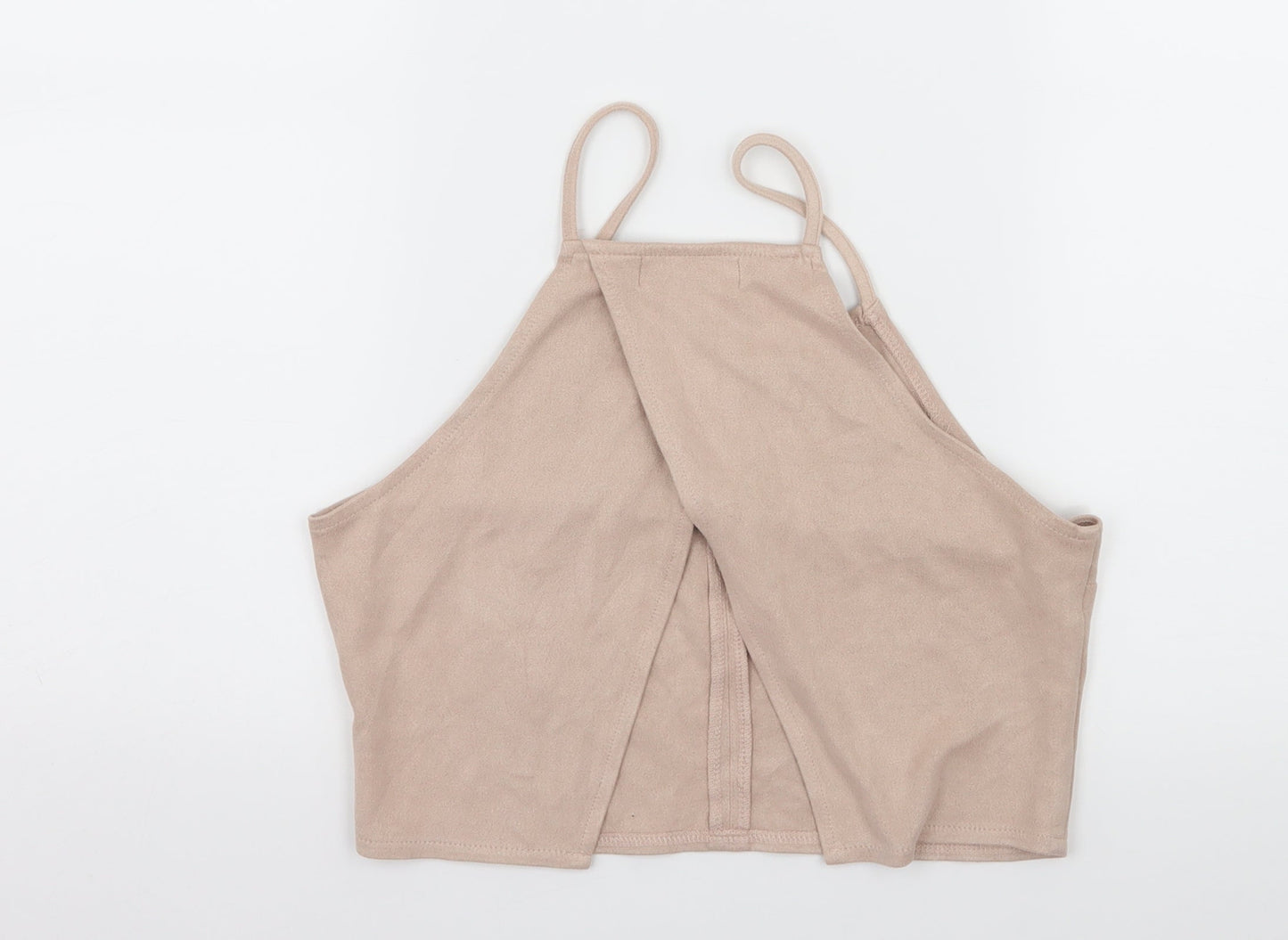 Missguided Womens Ivory  Velour Basic Tank Size 6  - open back