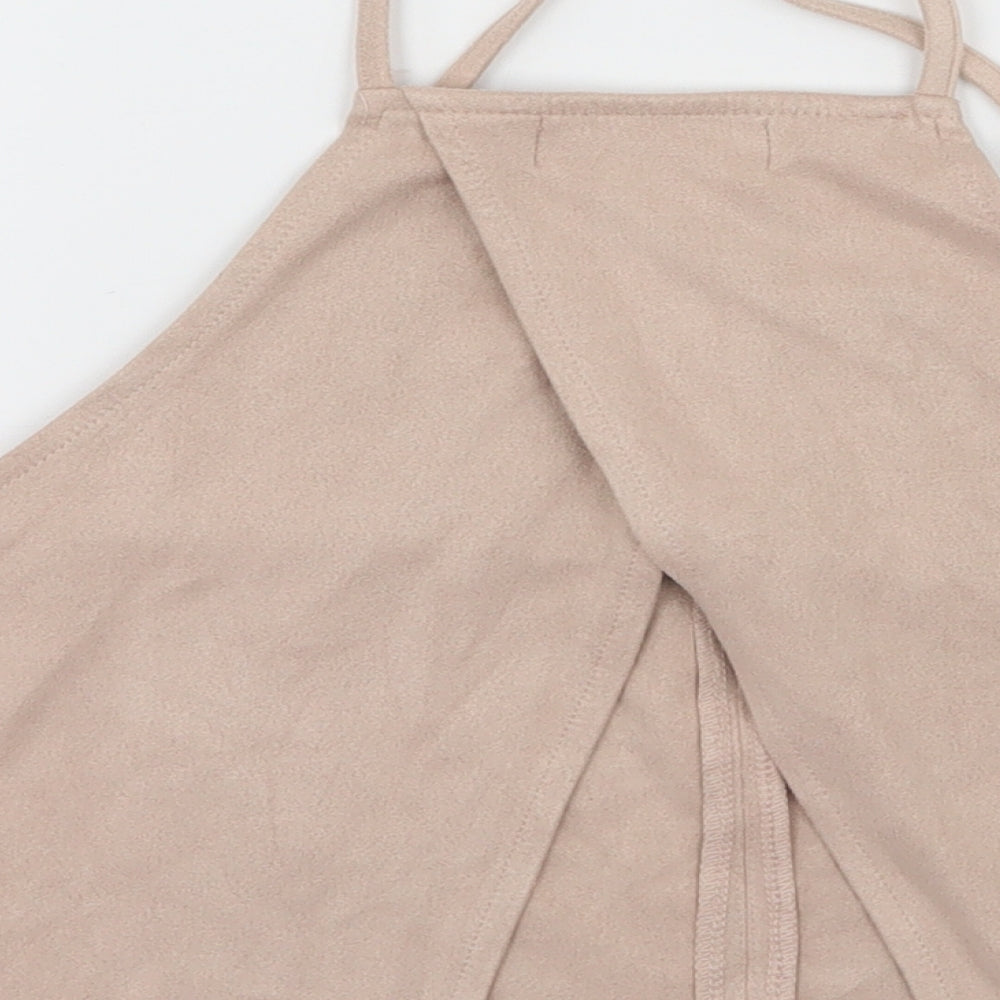 Missguided Womens Ivory  Velour Basic Tank Size 6  - open back