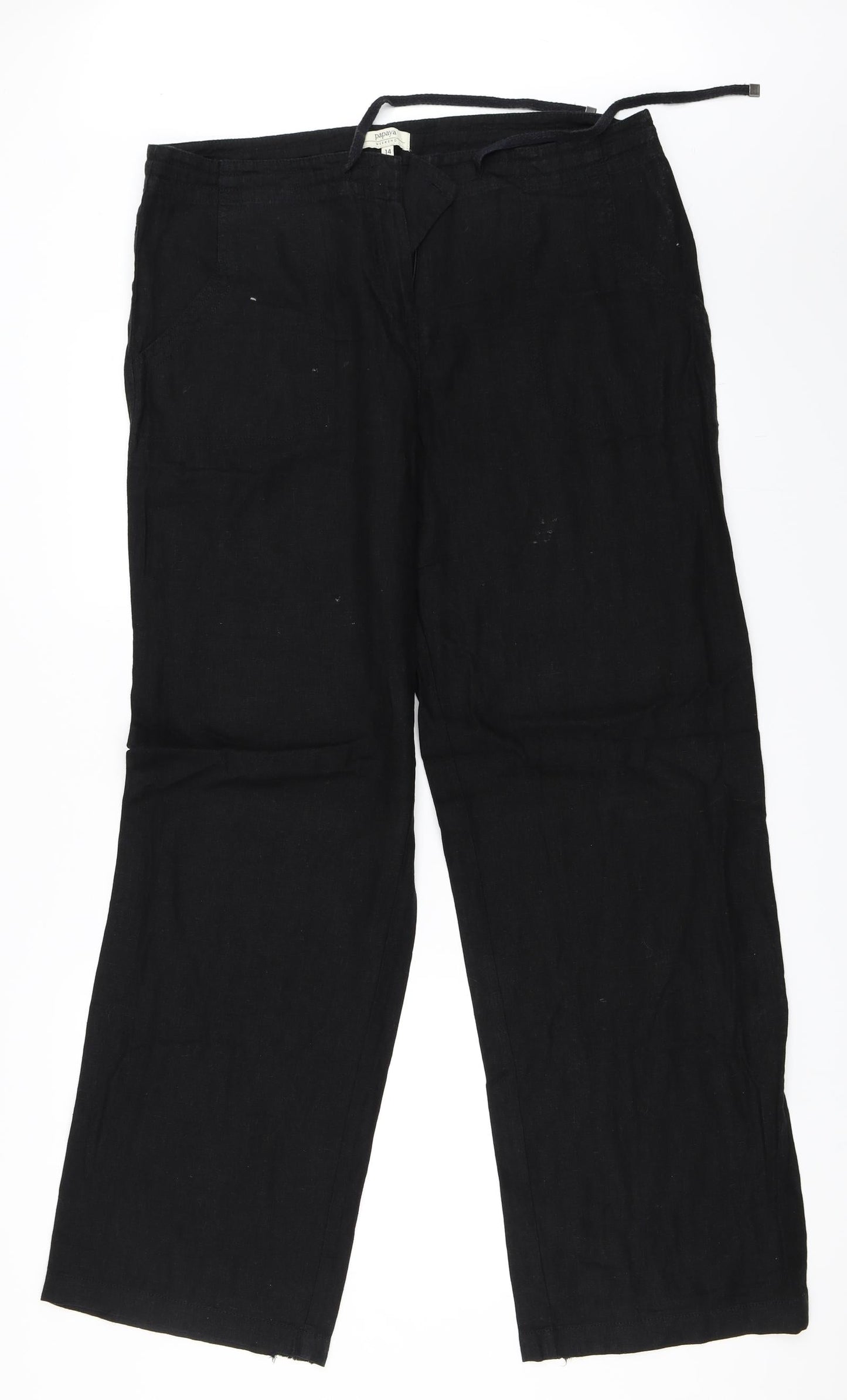 Papaya Womens Black   Trousers  Size 14 L32 in