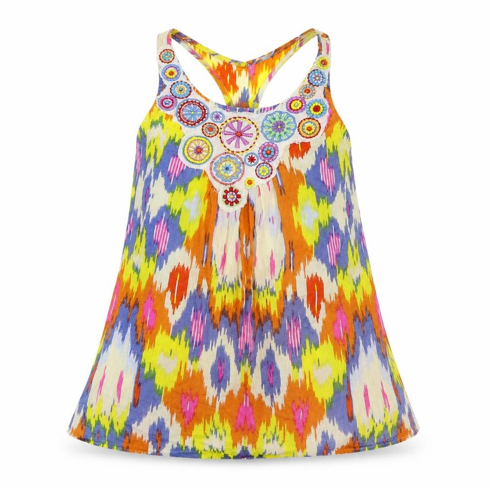 Front view of Marks & Spencer girls’ multicoloured batik camisole dress shirt, size 9, years