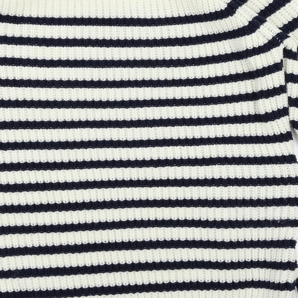 Very Womens White Striped  Pullover Jumper Size 12