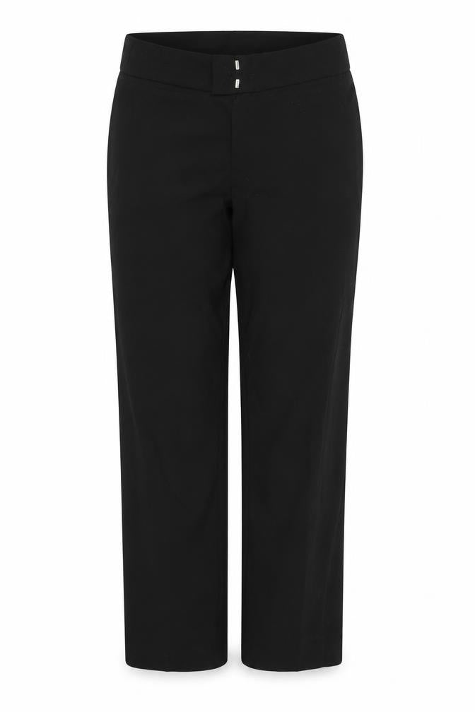 Front view of trutex women’s black paisley trousers, size UK 30, in, 31-inch leg
