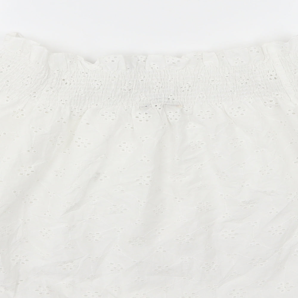 Select Womens White Floral  Basic Blouse Size 8