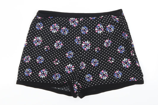 Definitions Womens Black Polka Dot  Mom Shorts Size 10 - Pink and Purple Flowers