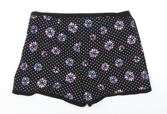 Definitions Womens Black Polka Dot  Mom Shorts Size 10 - Pink and Purple Flowers