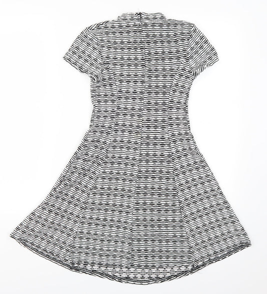 New Look Womens Grey Striped  Skater Dress  Size 6
