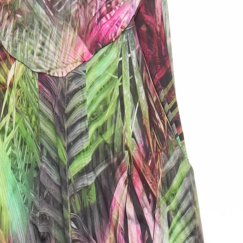 Love Label Womens Pink Flecked  Jumpsuit One-Piece Size 8 L27 in - Green Palm Leaves