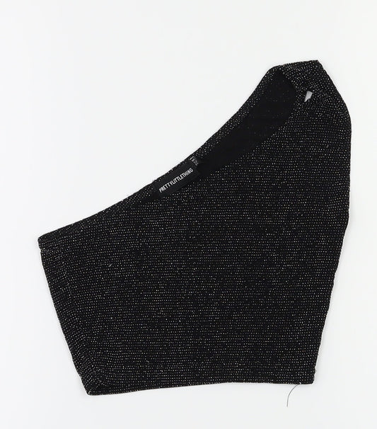 PRETTYLITTLETHING Womens Black   Cropped T-Shirt Size 4