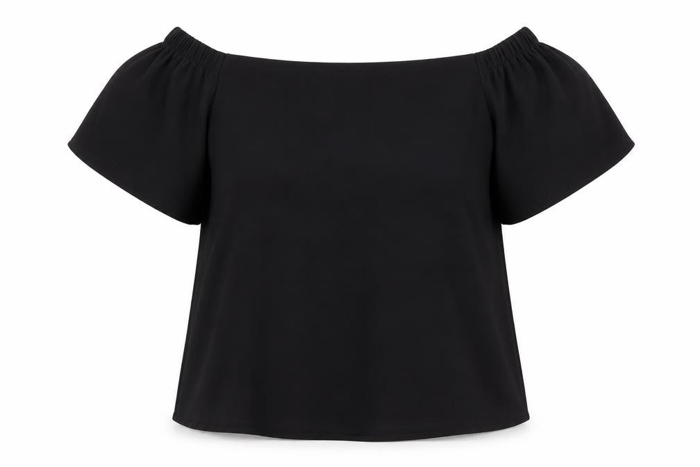 Front view of New Look women’s black basic blouse, size UK 6