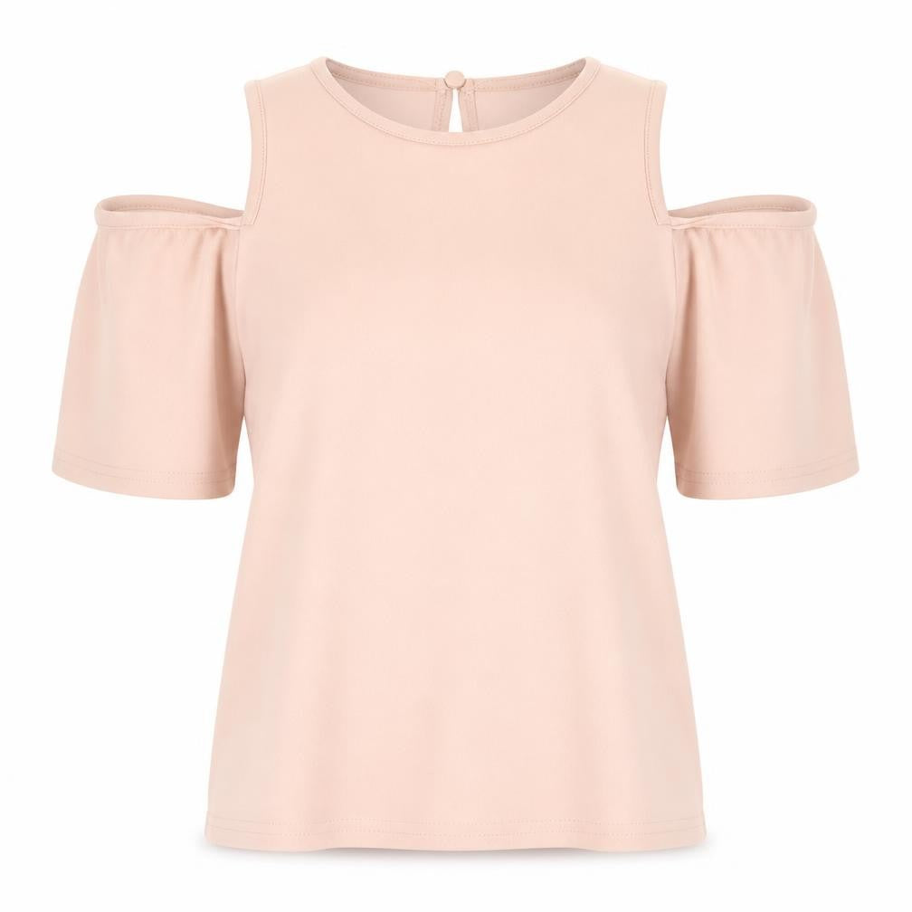 Front view of New Look women’s pink basic t-shirt, size UK 14