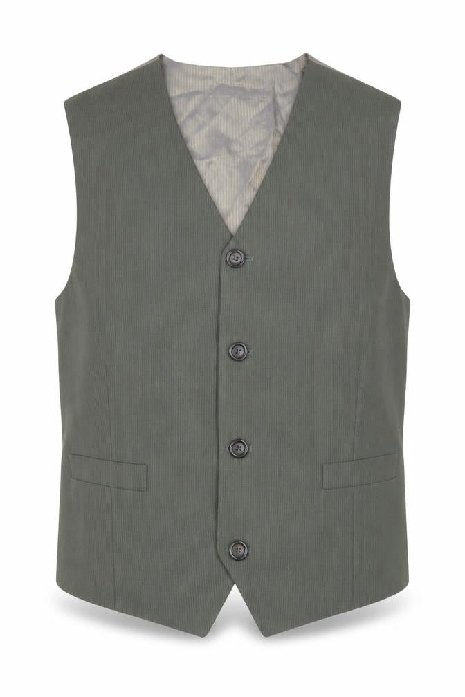Front view of Marks & Spencer men’s green tuxedo suit waistcoat, size M