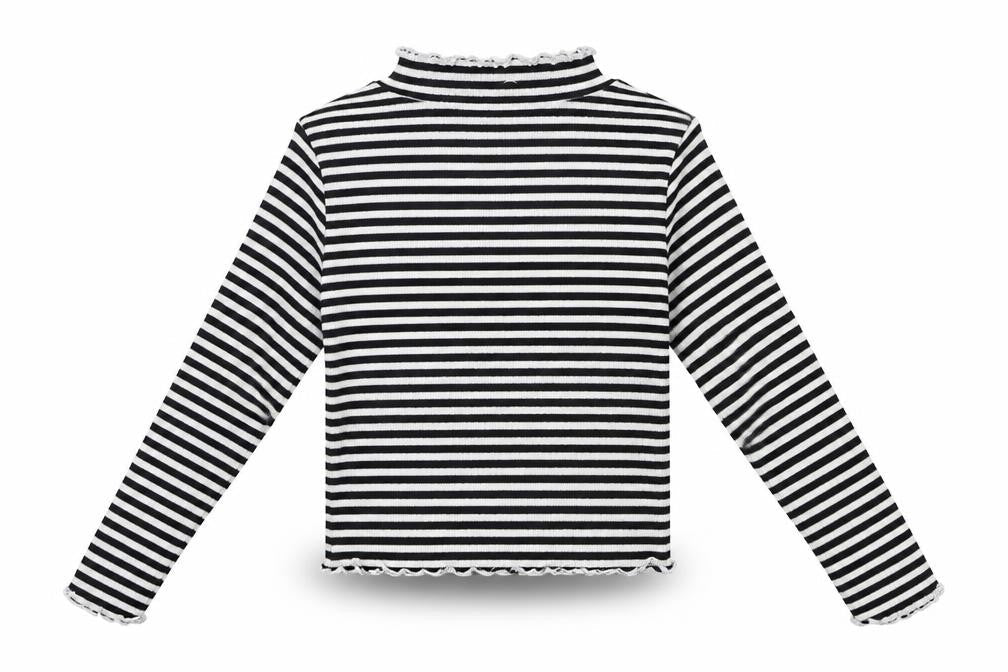 Front view of I love girls’ wear girls white striped basic t-shirt, size 7, years