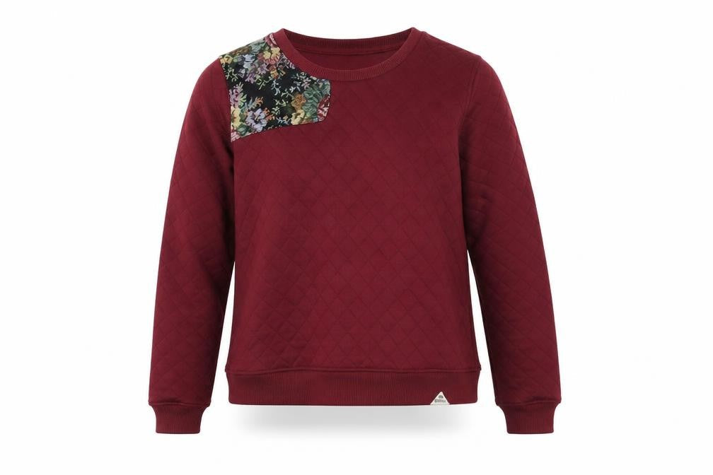 Front view of Bell field women’s red pullover sweatshirt, size UK 8