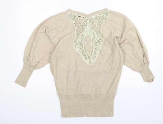 Mizumi Womens Beige  Knit Pullover Jumper Size M
