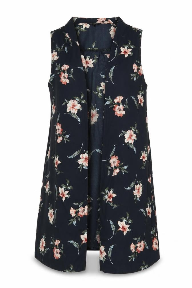 Front view of New Look women’s blue floral cardigan jumper, size UK 8
