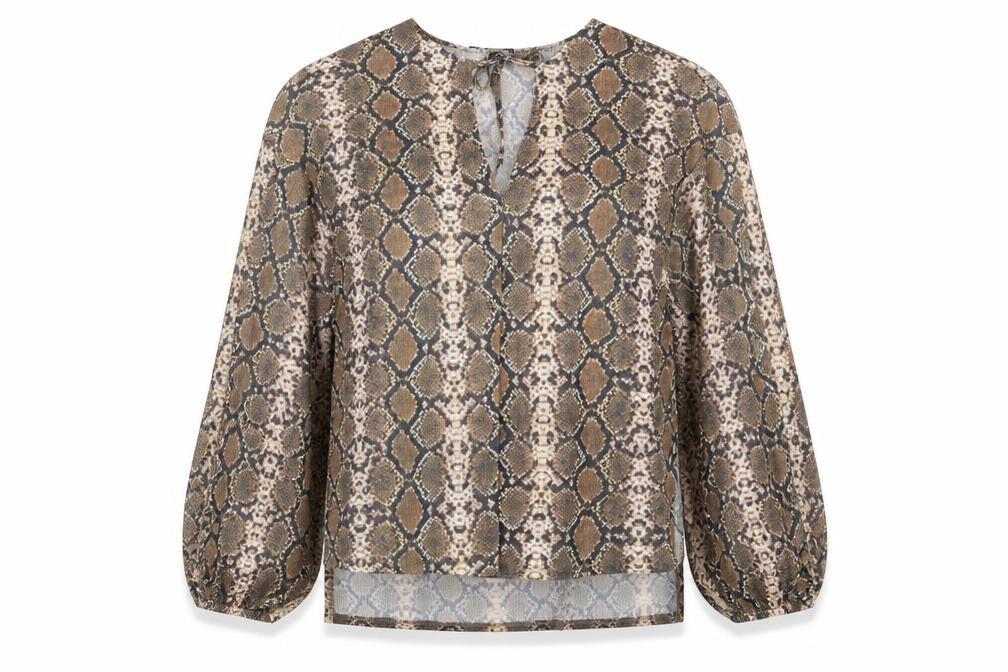 Pull&Bear Womens Brown Animal Print  Basic Blouse Size XS