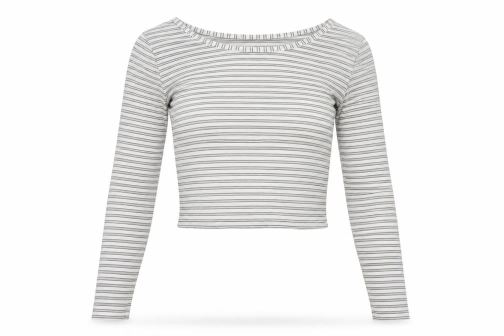 Front view of Topshop women’s white striped basic t-shirt, size UK 8