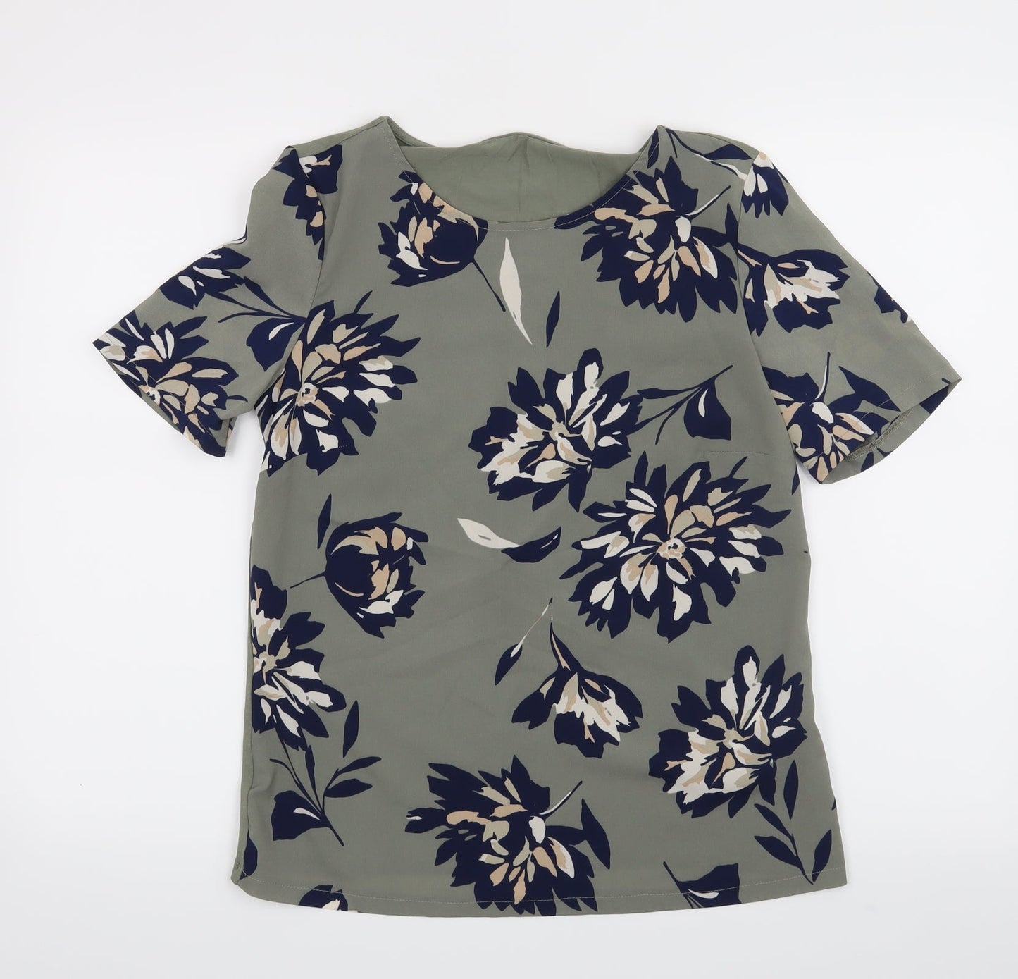 M&S Womens Green Floral  Basic T-Shirt Size 8