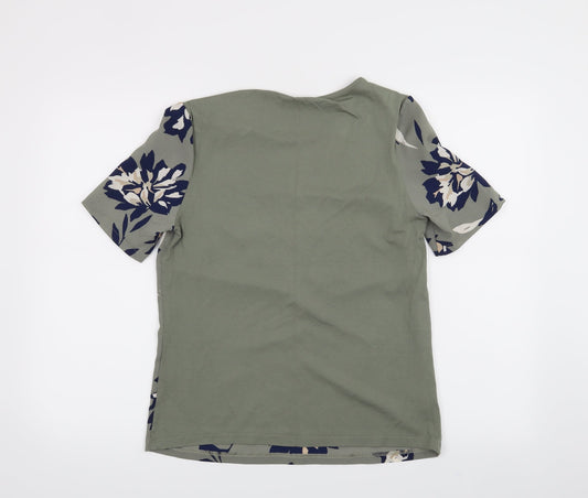 M&S Womens Green Floral  Basic T-Shirt Size 8