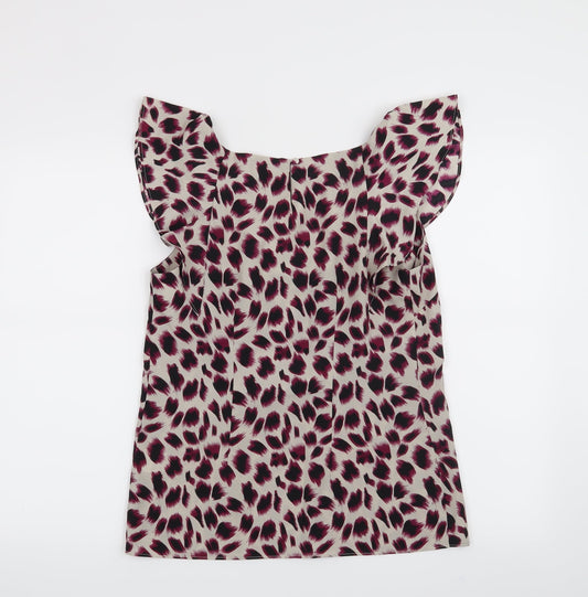 Et Vous Womens Purple Animal Print  Basic Blouse Size 10