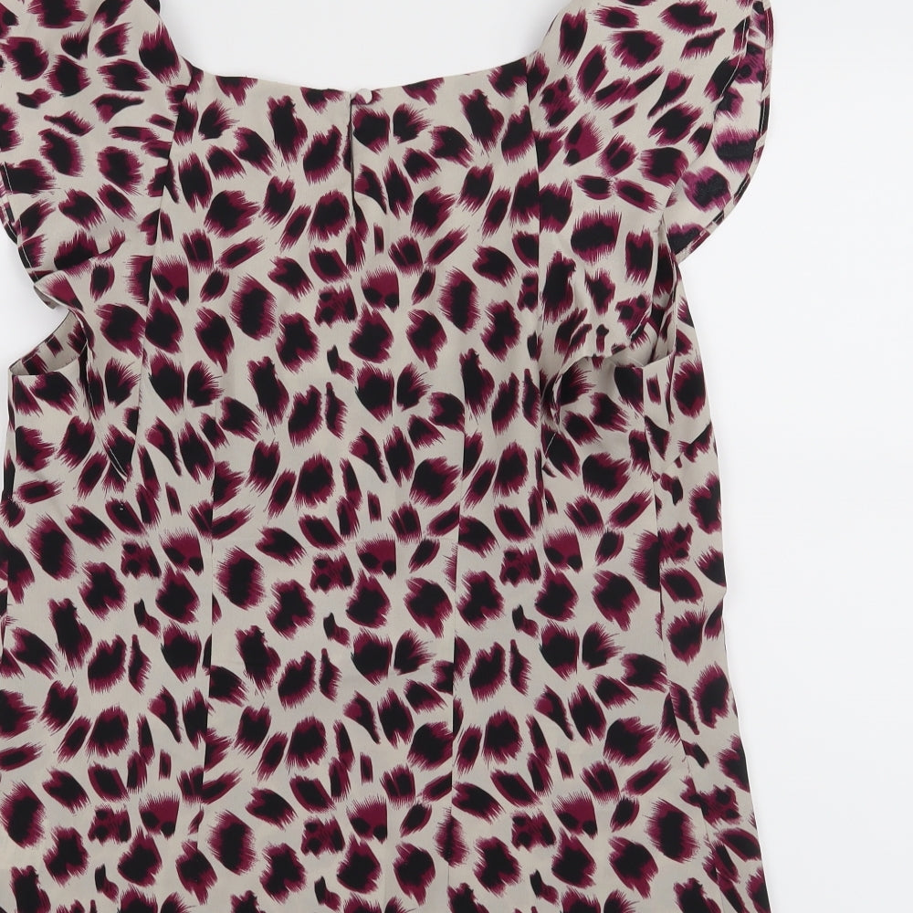 Et Vous Womens Purple Animal Print  Basic Blouse Size 10