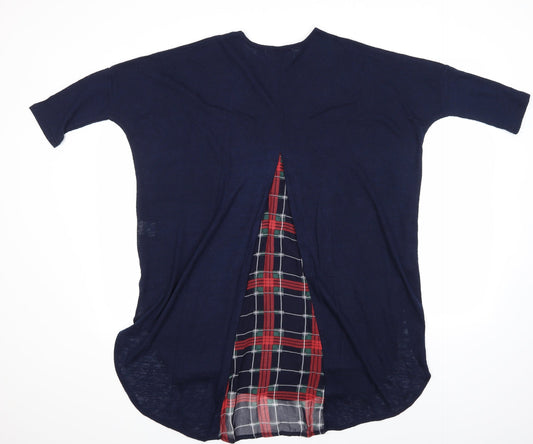 QED London Womens Blue Check  Pullover Jumper Size S
