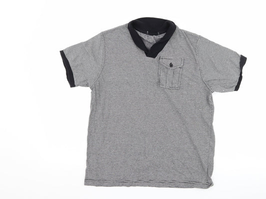 George Boys Black Striped  Basic T-Shirt Size 11-12 Years