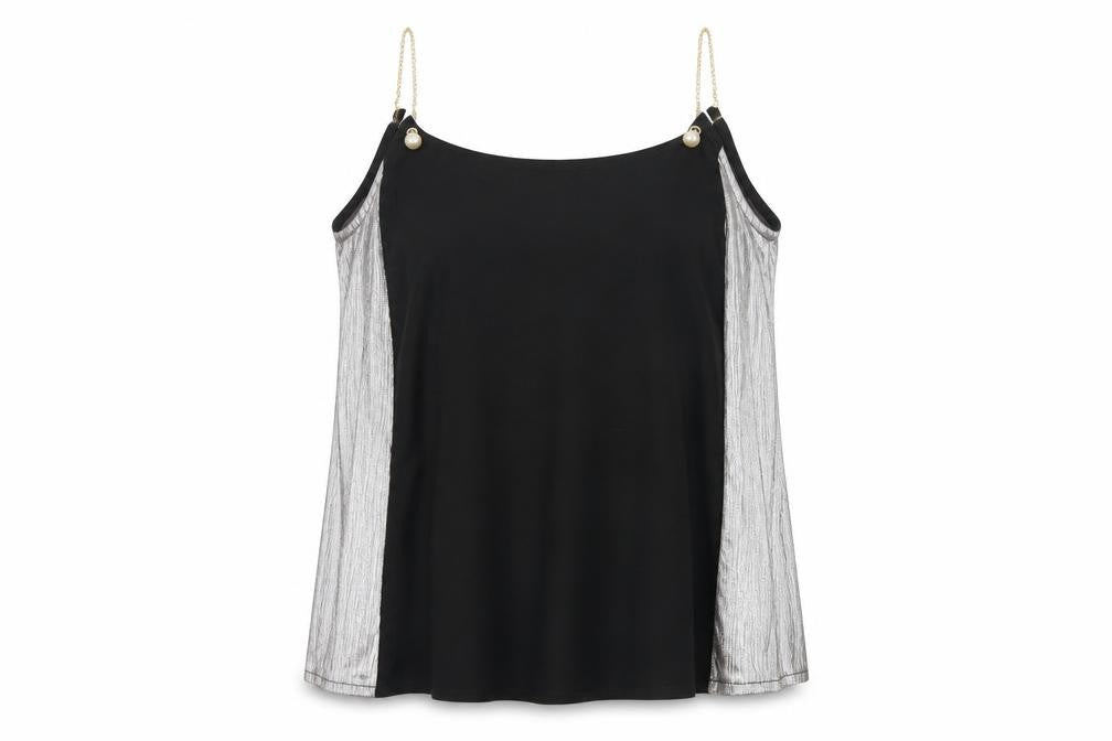Front view of jowell women’s black camisole tank, size M