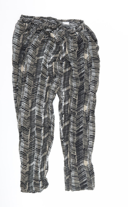 Preworn Womens Black Striped  Trousers  Size 14 L26 in