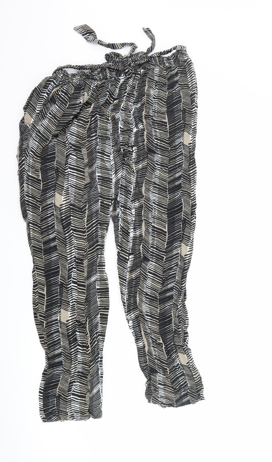 Preworn Womens Black Striped  Trousers  Size 14 L26 in