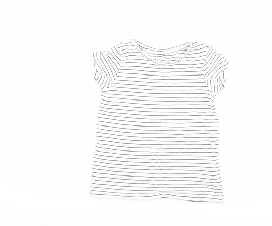 NEXT Girls White Striped  Basic T-Shirt Size 6 Years