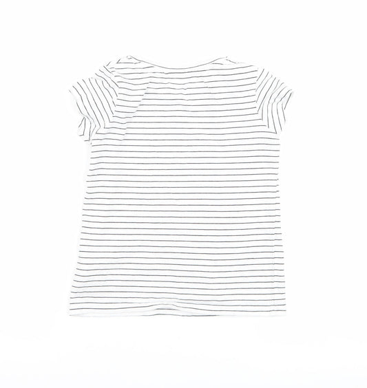 NEXT Girls White Striped  Basic T-Shirt Size 6 Years