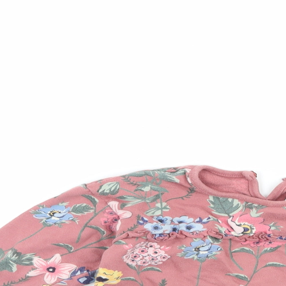 Peacocks Girls Pink Floral  Basic T-Shirt Size 12-18 Months