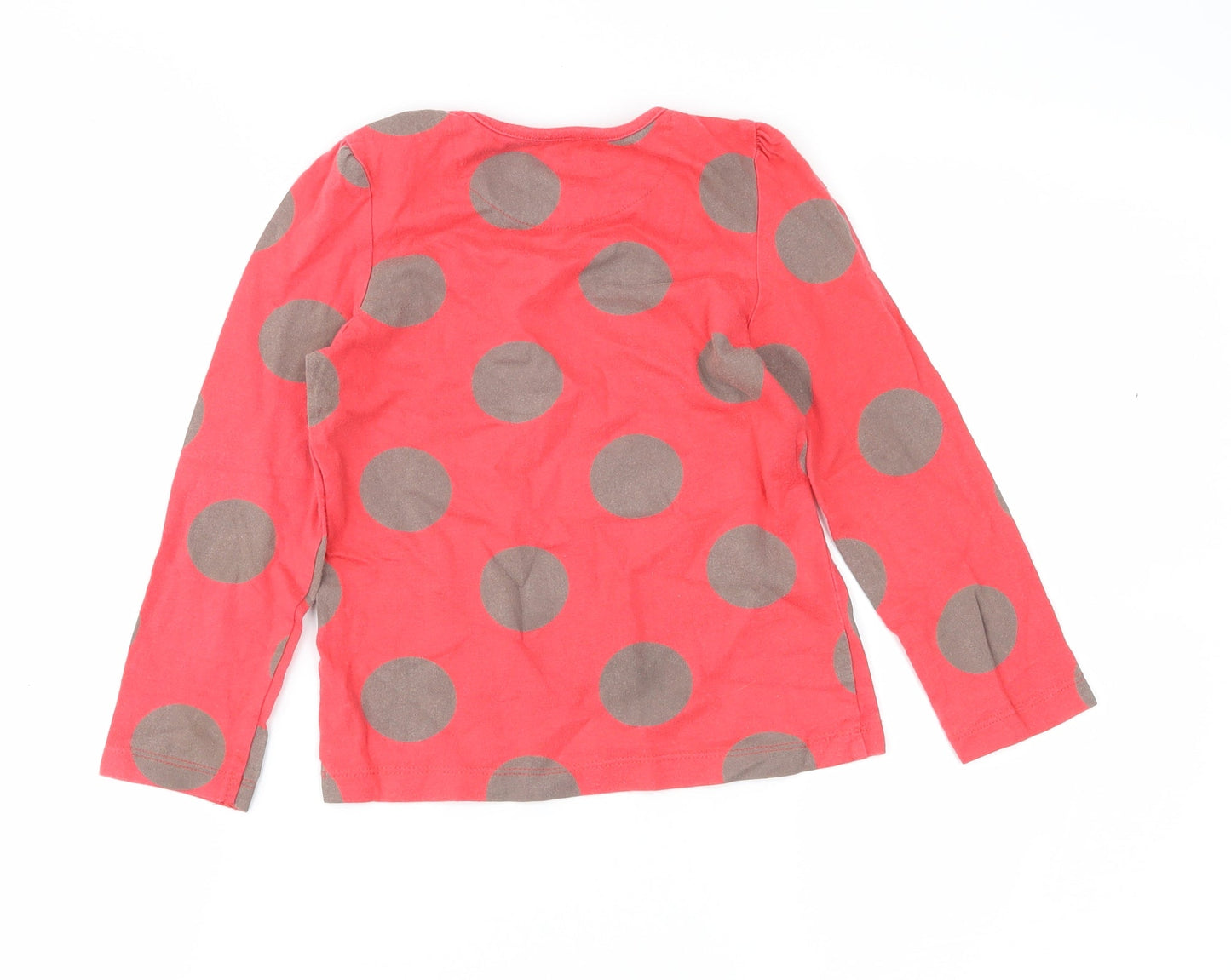 Preworn Girls Red Polka Dot  Basic T-Shirt Size 4-5 Years