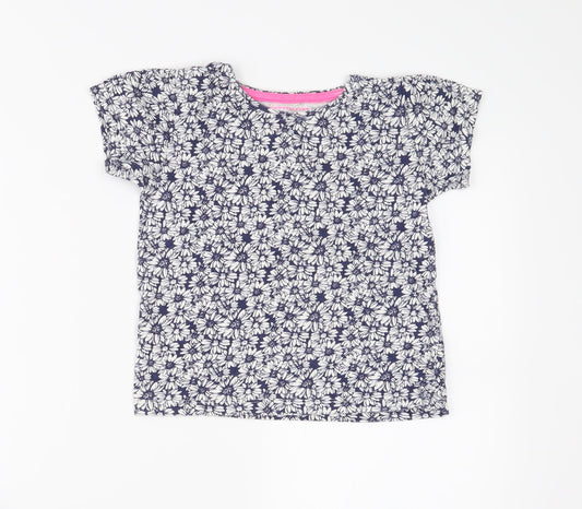 Young Dimension Girls Blue Floral  Basic T-Shirt Size 6-7 Years