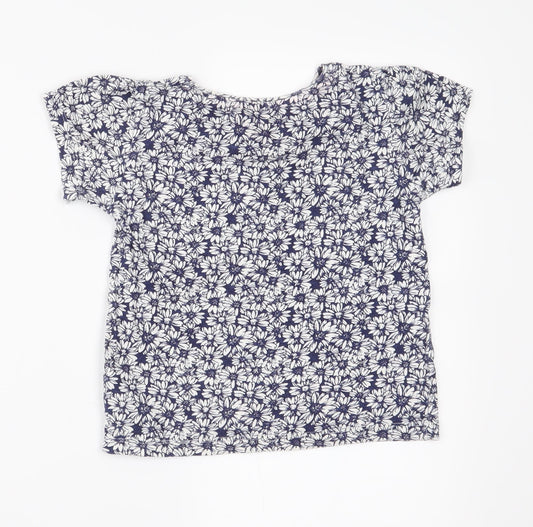 Young Dimension Girls Blue Floral  Basic T-Shirt Size 6-7 Years