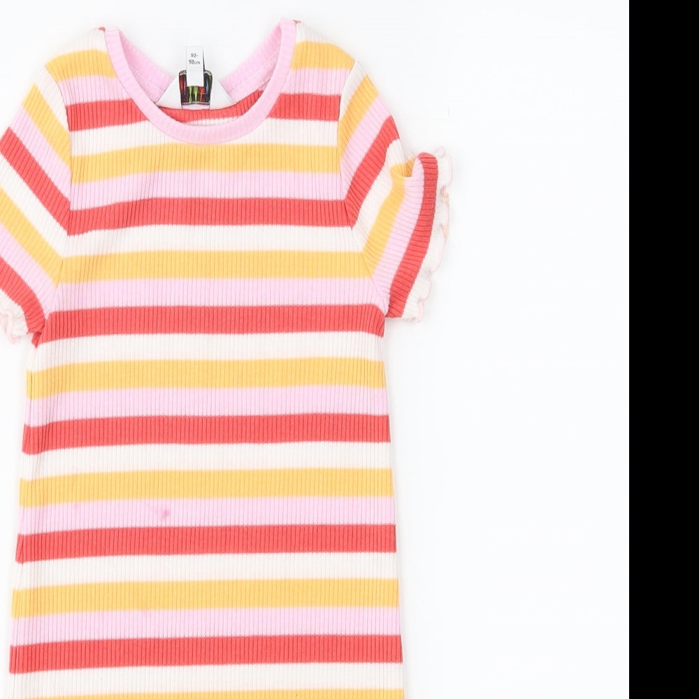 OUTFIT Girls Pink Striped  T-Shirt Dress  Size 2-3 Years