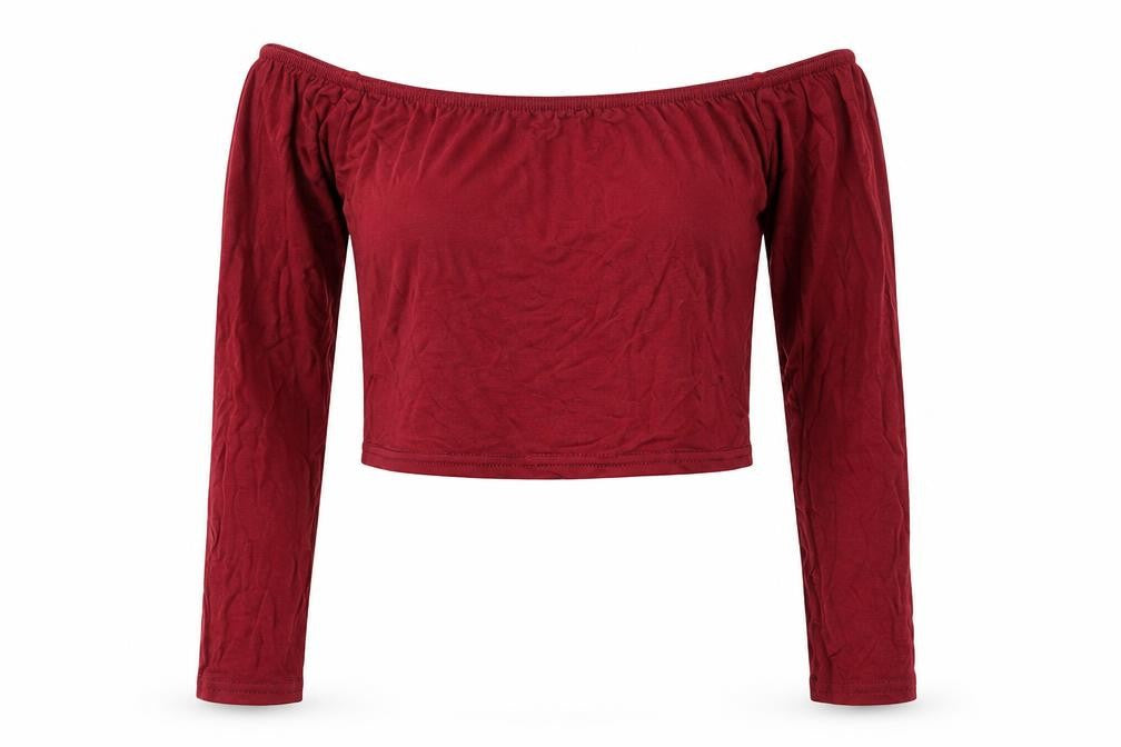 Front view of Missguided women’s red cropped t-shirt, size S