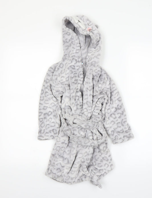 Hullabaloo Girls Grey Solid  Top Robe Size 3-4 Years