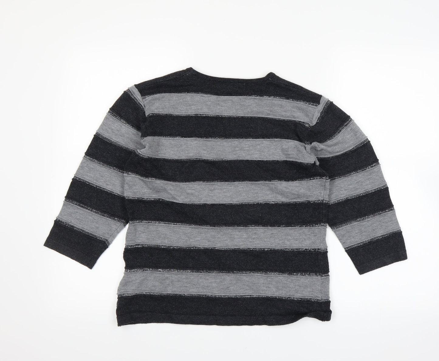 fabrizie Womens Black Striped  Pullover Jumper Size S