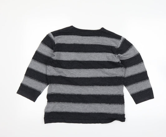 fabrizie Womens Black Striped  Pullover Jumper Size S