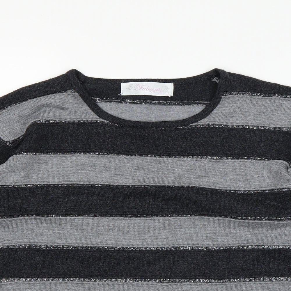 fabrizie Womens Black Striped  Pullover Jumper Size S
