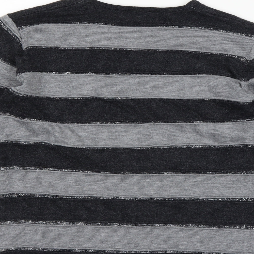 fabrizie Womens Black Striped  Pullover Jumper Size S