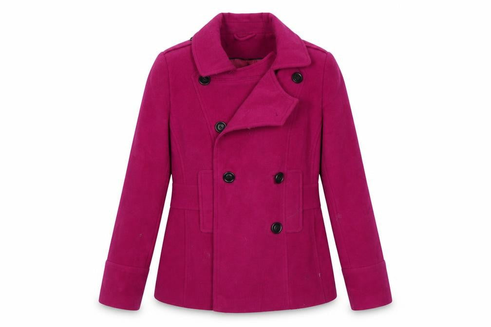 Front view of F&F women’s pink overcoat coat, size UK 14